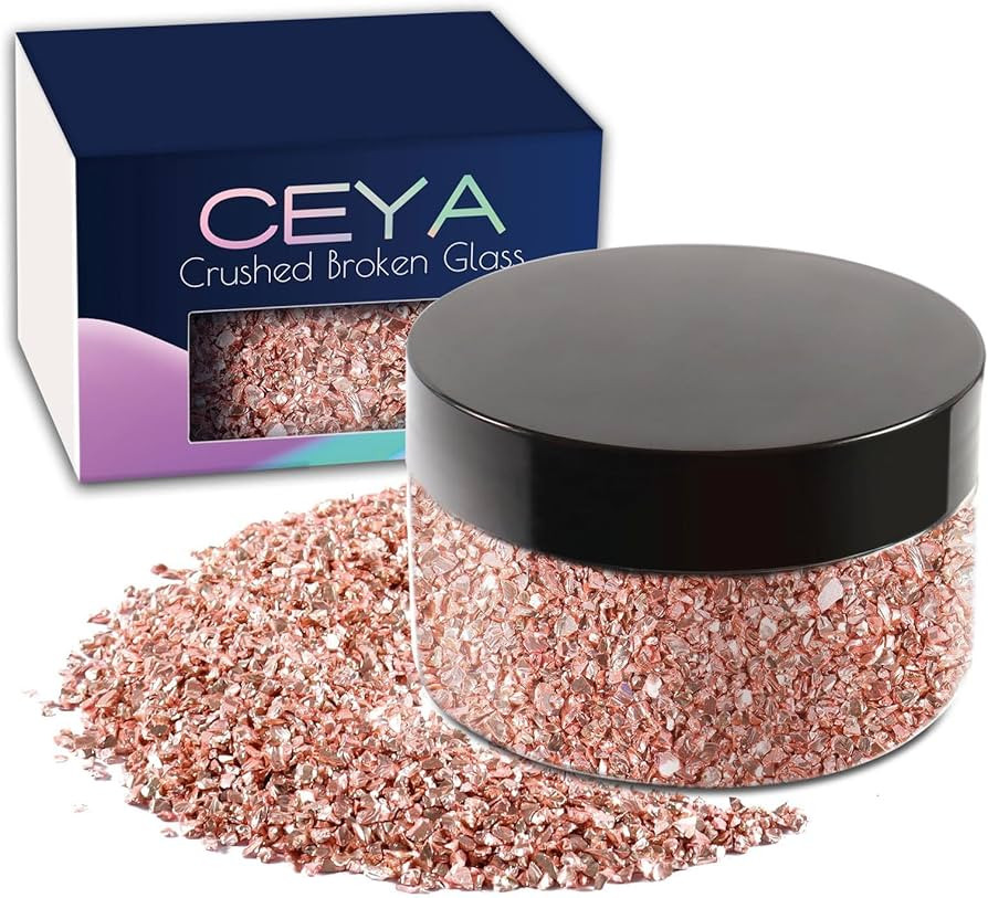 Ceya 5.3oz/ 150g Crushed Irregular Glass Misty Rose Metallic Crystal Chips Broken Glass Glitter 2... | Amazon (US)