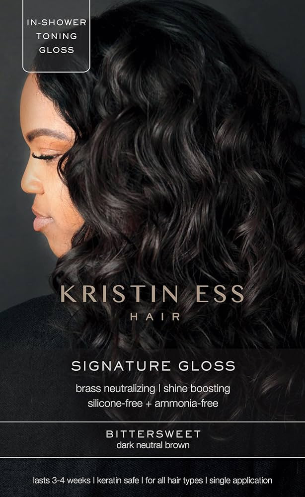 Kristin Ess Dark Brown Hair Dye Gloss Color Treatment in Bittersweet Dark Brunette - 4 Wk Semi Pe... | Amazon (US)