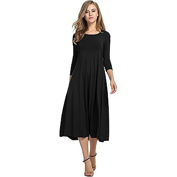 HOTOUCH Women's 3/4 Sleeve A-line and Flare Midi Long Dress | Amazon (US)