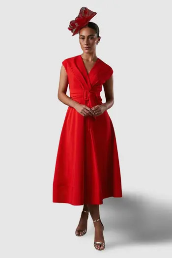Coast Belted Crepe V-Neck Midi Dress | Nordstrom | Nordstrom