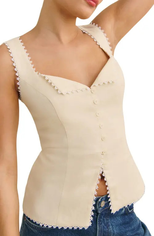 Reformation Viola Linen Tank in Sugar at Nordstrom, Size 10 | Nordstrom
