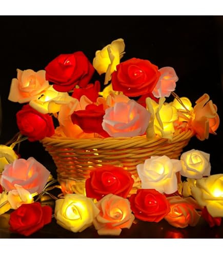 TURNMEON 10FT 30LED Rose Light Valentines Day Decorations Flower String Light Red Pink White Vale... | Amazon (US)