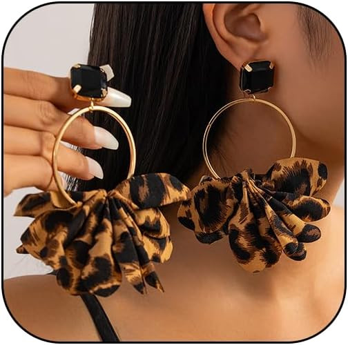 Leopard Earrings for Women Large Chunky Big Hoop Leopard Earrings Print Statement Fashion Boho Je... | Amazon (US)