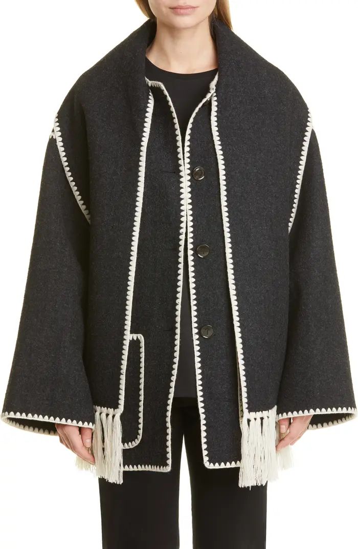 Chain Stitch Wool Blend Scarf Jacket | Nordstrom