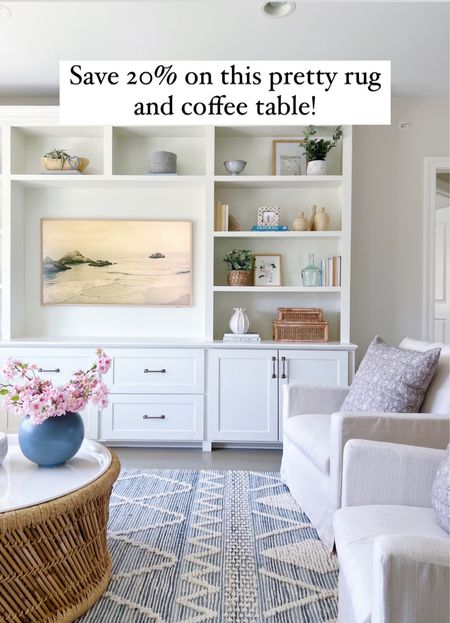 Living room rug and coffee table and on sale now!! This rug is super pretty and holds up well to kids and my Dyson vacuum!! Also this coffee table has storage in the center! Another kid friendly option! 

#livingroom #coffeetable 

#LTKhome #LTKsalealert