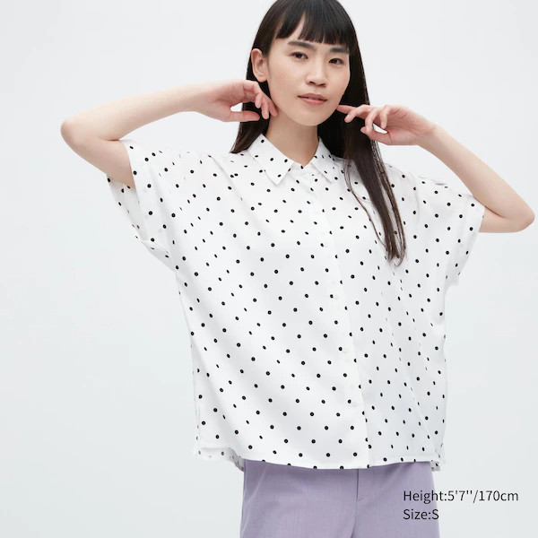Rayon Printed Short-Sleeve Blouse | UNIQLO (US)