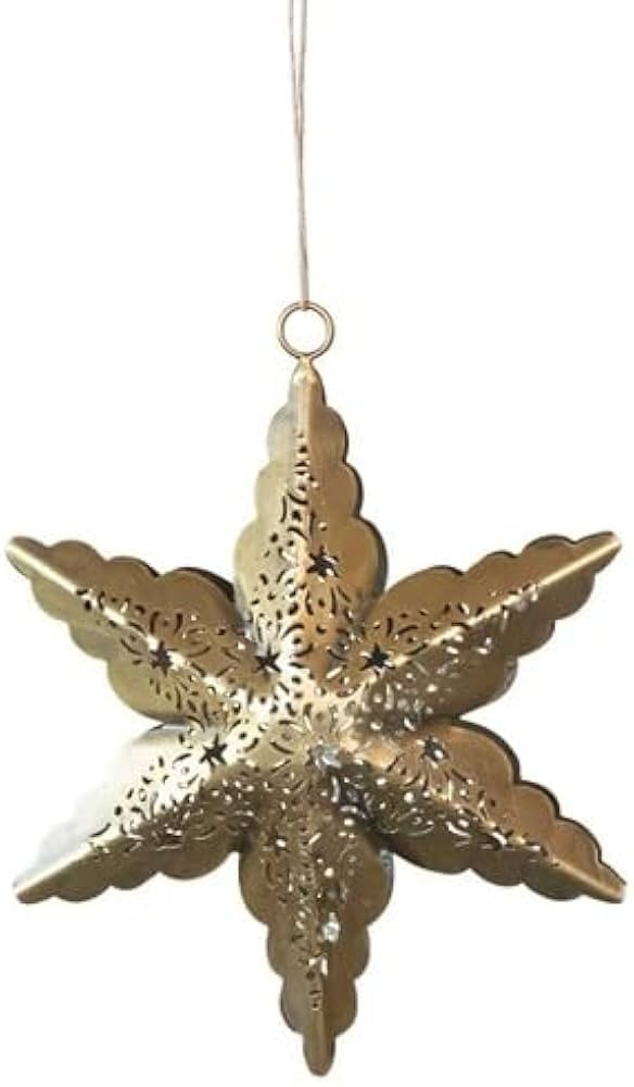 Electroplated Metal Laser Cut Star Ornament, Antique Brass Finish | Amazon (US)