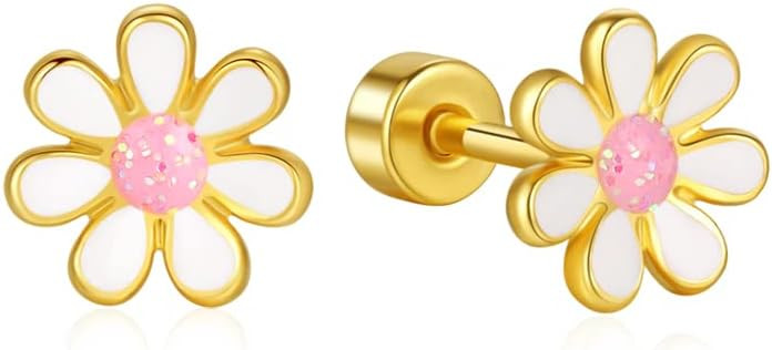 Titanium Daisy Flower Earrings,Hypoallergenic Earrings for Sensitive Ears,Pure Titanium Implant G... | Amazon (US)