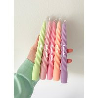 Twisted Soy Wax Candle Pastel Swirl Taper Candle | Etsy (US)