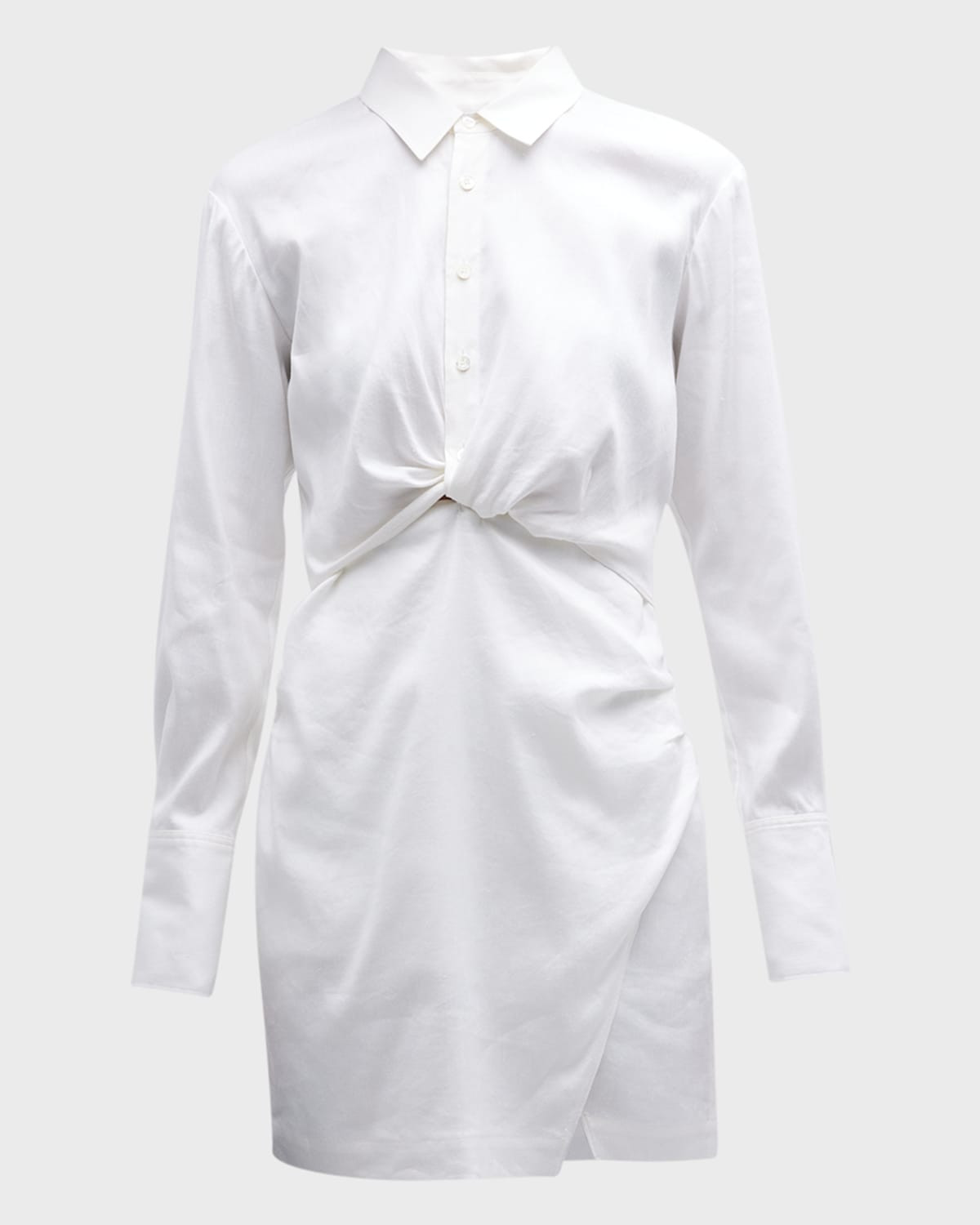 Cotton Long-Sleeve Twist Mini Dress | Neiman Marcus