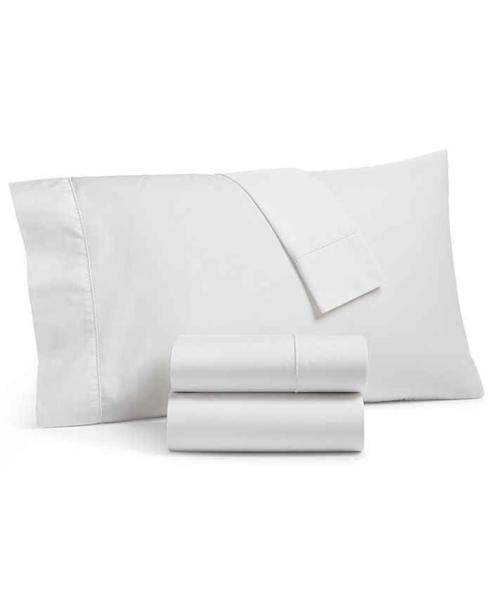 Solid Egyptian Cotton Percale 400 Thread Count 4 Pc. Sheet Set, King, Created for Macy's | Macys (US)