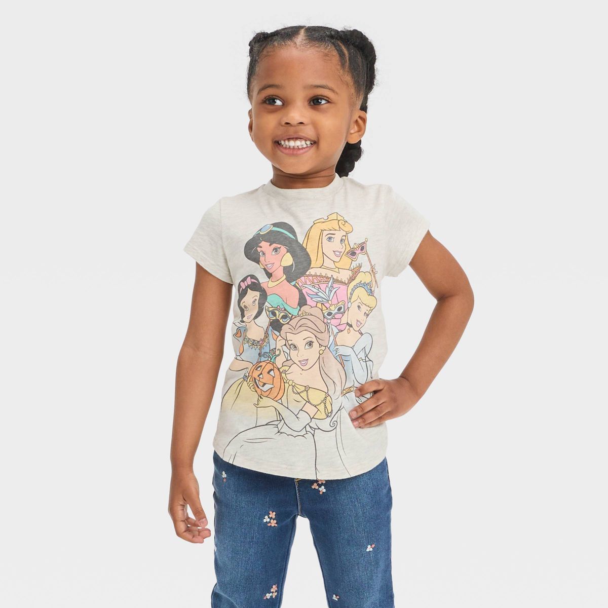 Toddler Girls' Disney Princess Halloween Short Sleeve T-Shirt - Beige | Target