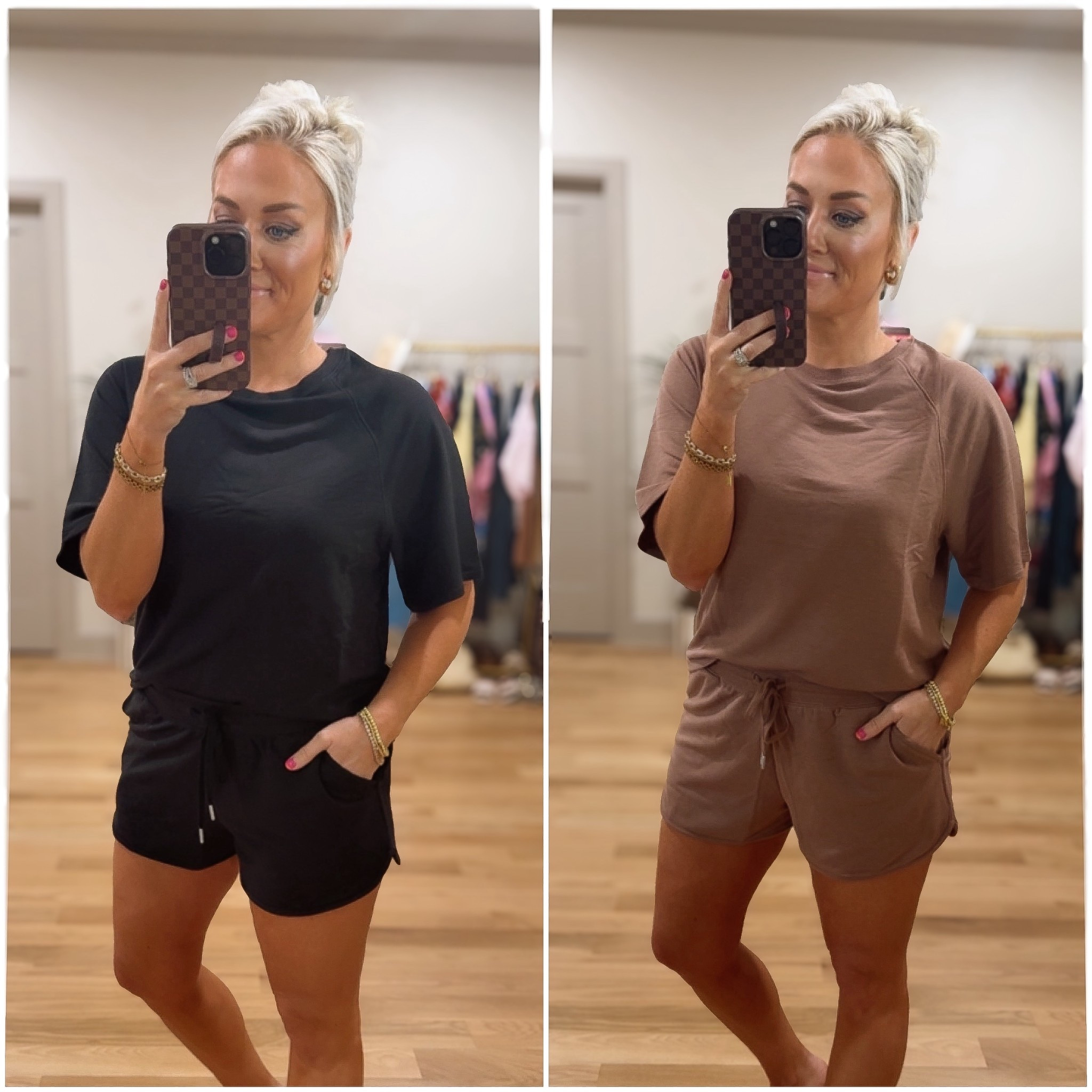 **NEW!!! Joyspun lounge sets shorts / shirt 
Black / small 
Brown / medium 