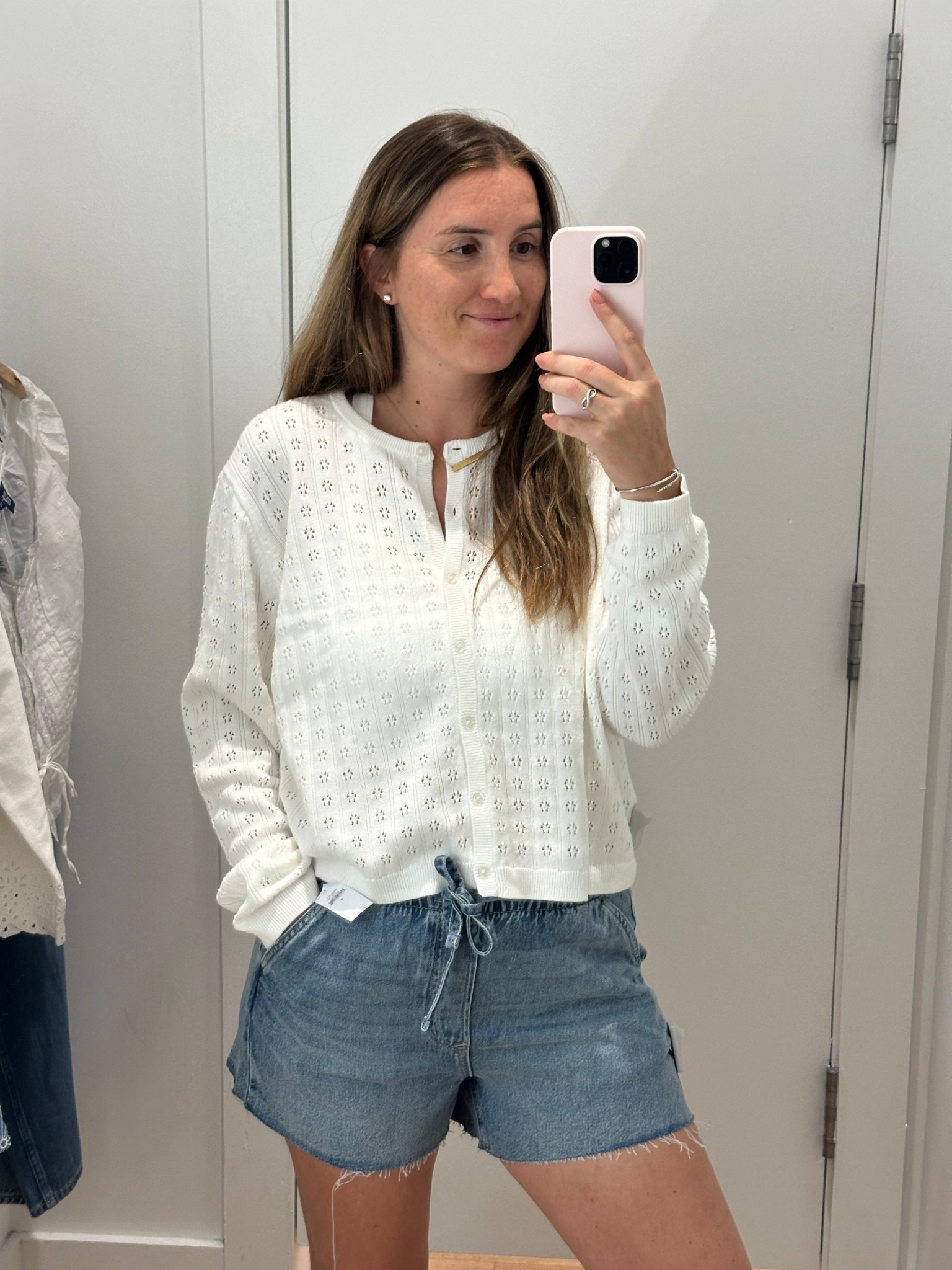 Wearing a size medium denim drawstring shorts and a large pointelle sweater top! Both from Gap!

#LTKBaby #LTKmomlife #LTKootd