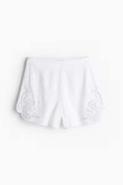 H & M - Shorts mit Broderie Anglaise - Weiß | H&M (DE, AT, CH, NL, FI)