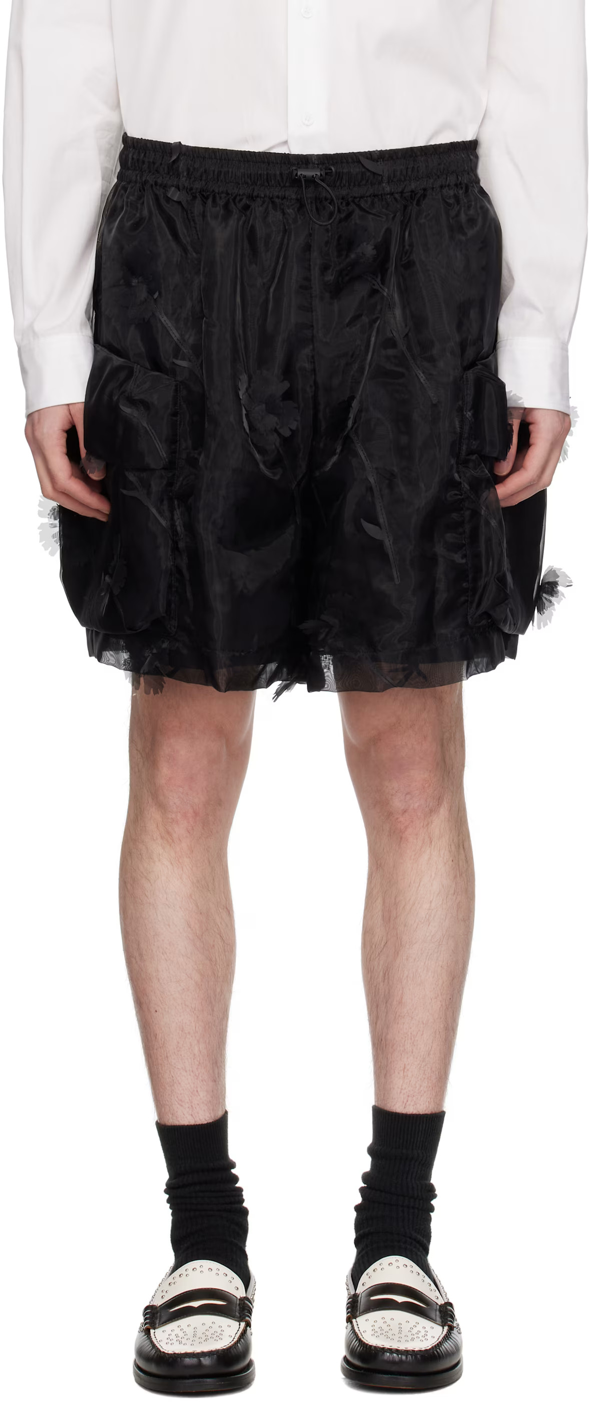 Simone Rocha - Black Layered Flap Cargo Shorts | SSENSE
