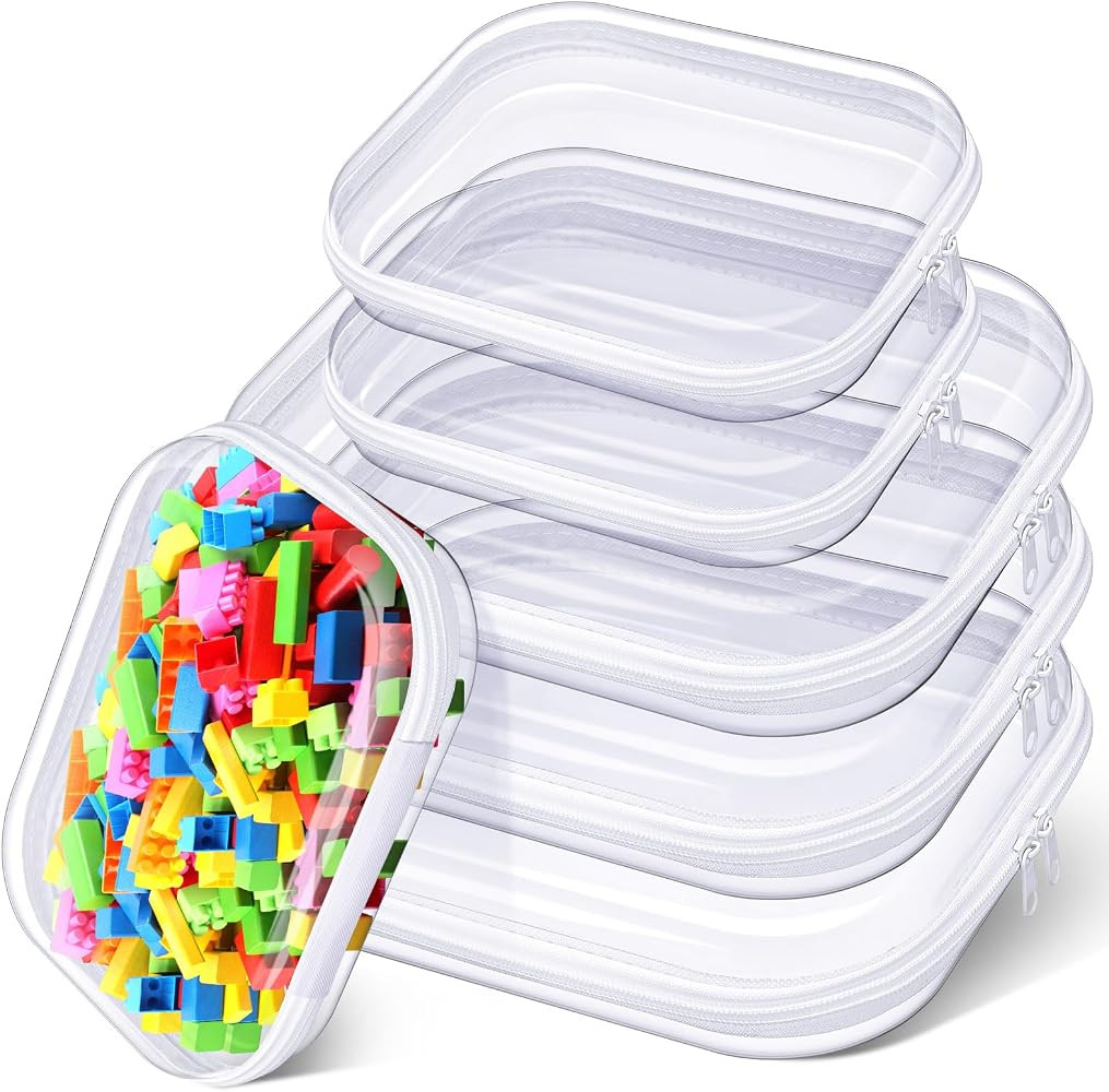 Hoolerry 6 Pcs Hard Clear Zipper Case Transparent Zipper Hard Pouch for Snacks Makeup Bag Plastic... | Amazon (US)