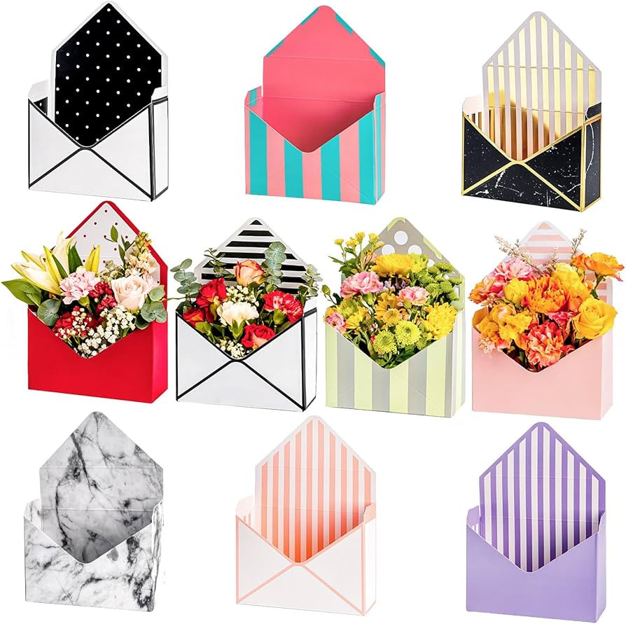 Elsjoy Set of 10 Florist Bouquet Envelope Boxes, 10 Styles Flower Bouquet Packaging Gift Paper Bo... | Amazon (US)
