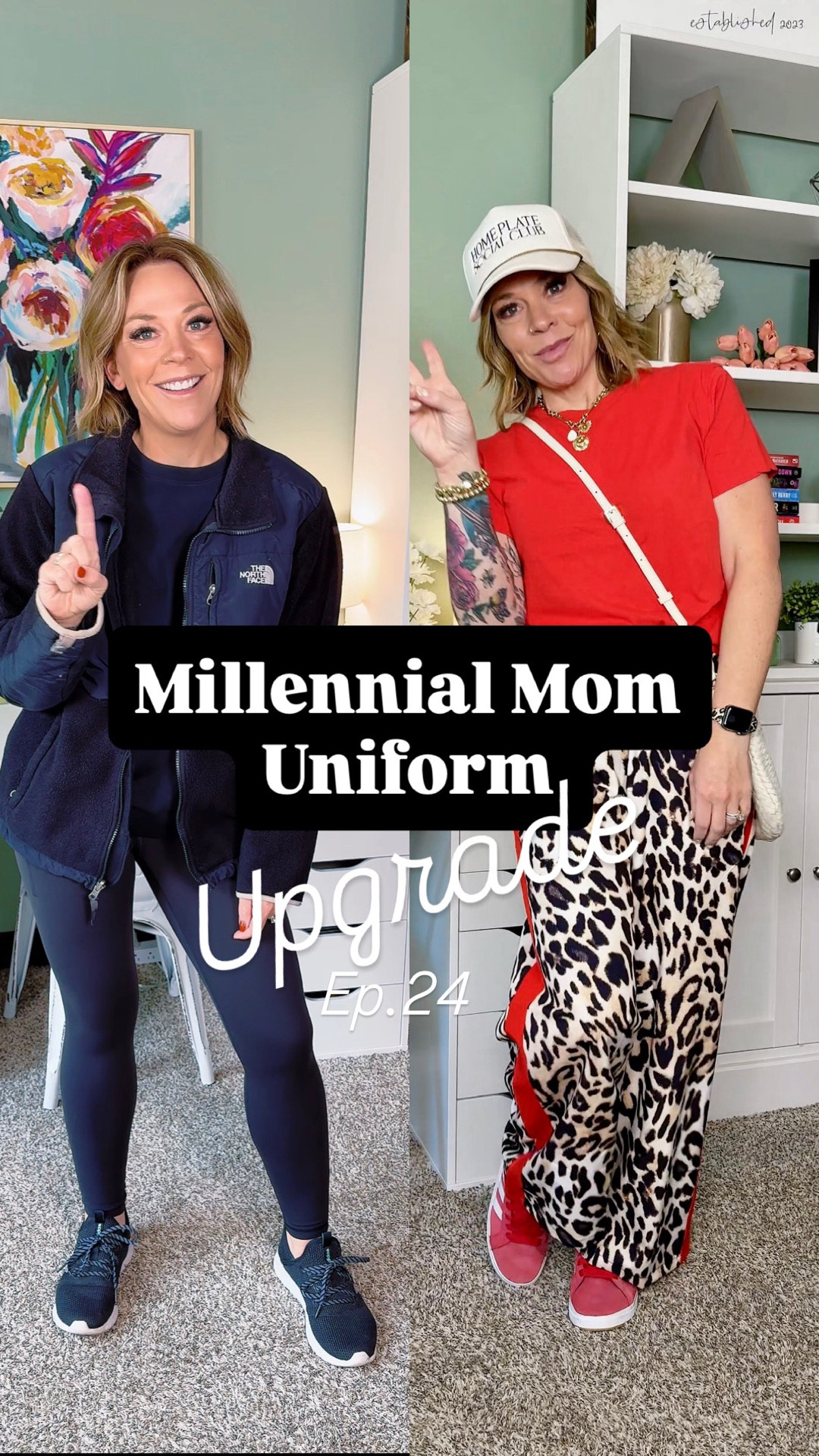 Millennial Mom Upgrade — Ep. 24 (The Cool Sports Mom Edit)😎

POV: You’re heading to the baseball field in your “safe” outfit…

Black leggings, black top, black sneakers… and somehow you still feel blah.

It’s not you. It’s the outfit.
Because this is what it looks like when we stop playing it safe and actually get dressed again 👀

➡️ Swap the black leggings → wide-leg leopard pants
(still comfy… just way more fun)
➡️ Trade the basic black top → relaxed red tee
(a little color = instant personality)
➡️ Retire the outdated black tennis shoes → red adidas sneakers
(sporty, but make it intentional)
➡️ Add the sports mom hat
(because yes, we’re at the field… but we’re still cute)
➡️ Ditch the belt bag → leather crossbody
(same function, way more elevated)
And suddenly…

you’re not just at the game.
You feel like you again.✨

This is your reminder that getting dressed isn’t about doing more…
it’s about choosing pieces that actually bring you back to life ❤️

✨Follow along for more millennial mom outfit upgrades that feel like you—but better.

millennial mom style, sports mom outfits, baseball mom outfit ideas, casual outfit upgrade, wide leg pants outfit, leopard pants outfit, comfy but cute outfits, everyday mom outfits, elevated casual style, mom fashion over 40

#LTKootd #LTKgrwm #LTKOver40