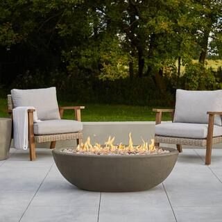 Riverside 48 in. x 15 in. Oval MGO Propane Fire Pit in Glacier Gray | The Home Depot