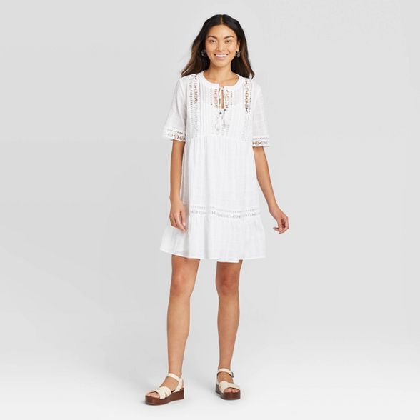 Women's Short Sleeve With Lace Details Shift Dress - Knox Rose™ | Target