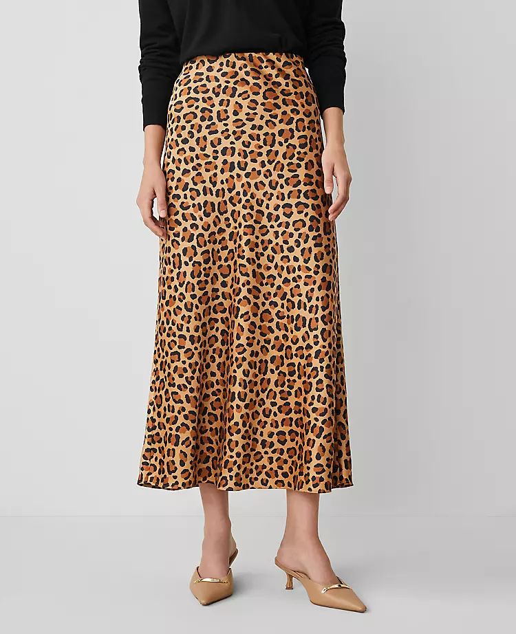 Animal Print Bias Slip Skirt | Ann Taylor (US)