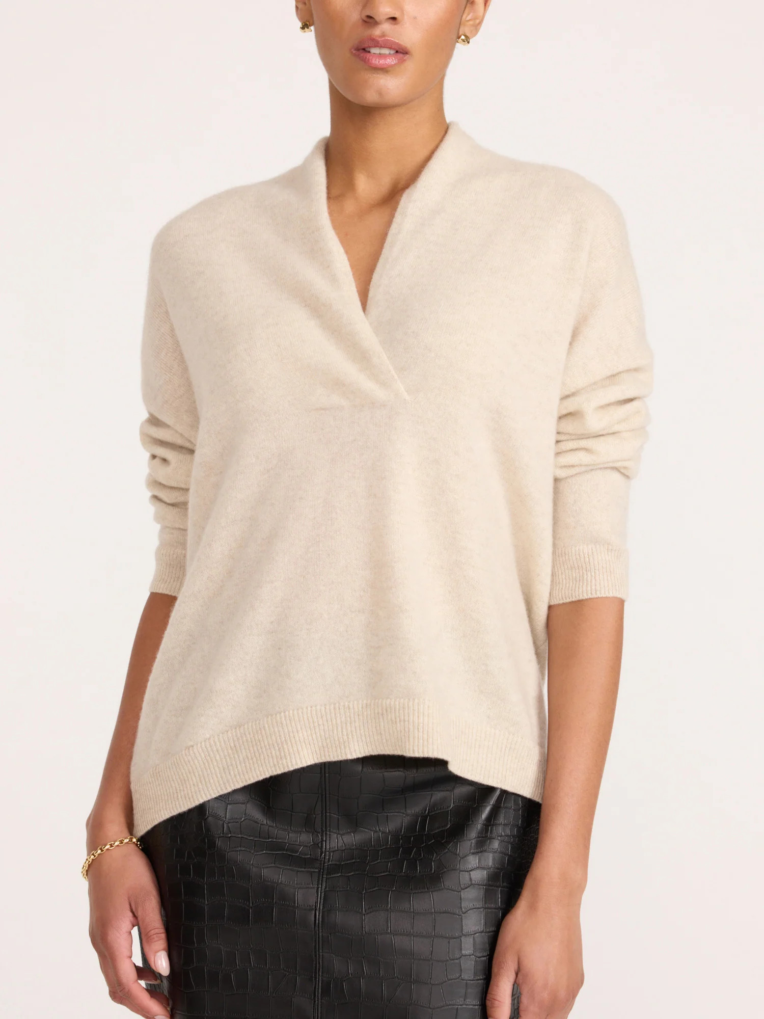 The Siena Wrap Neck Cashmere Pullover | Brochu Walker