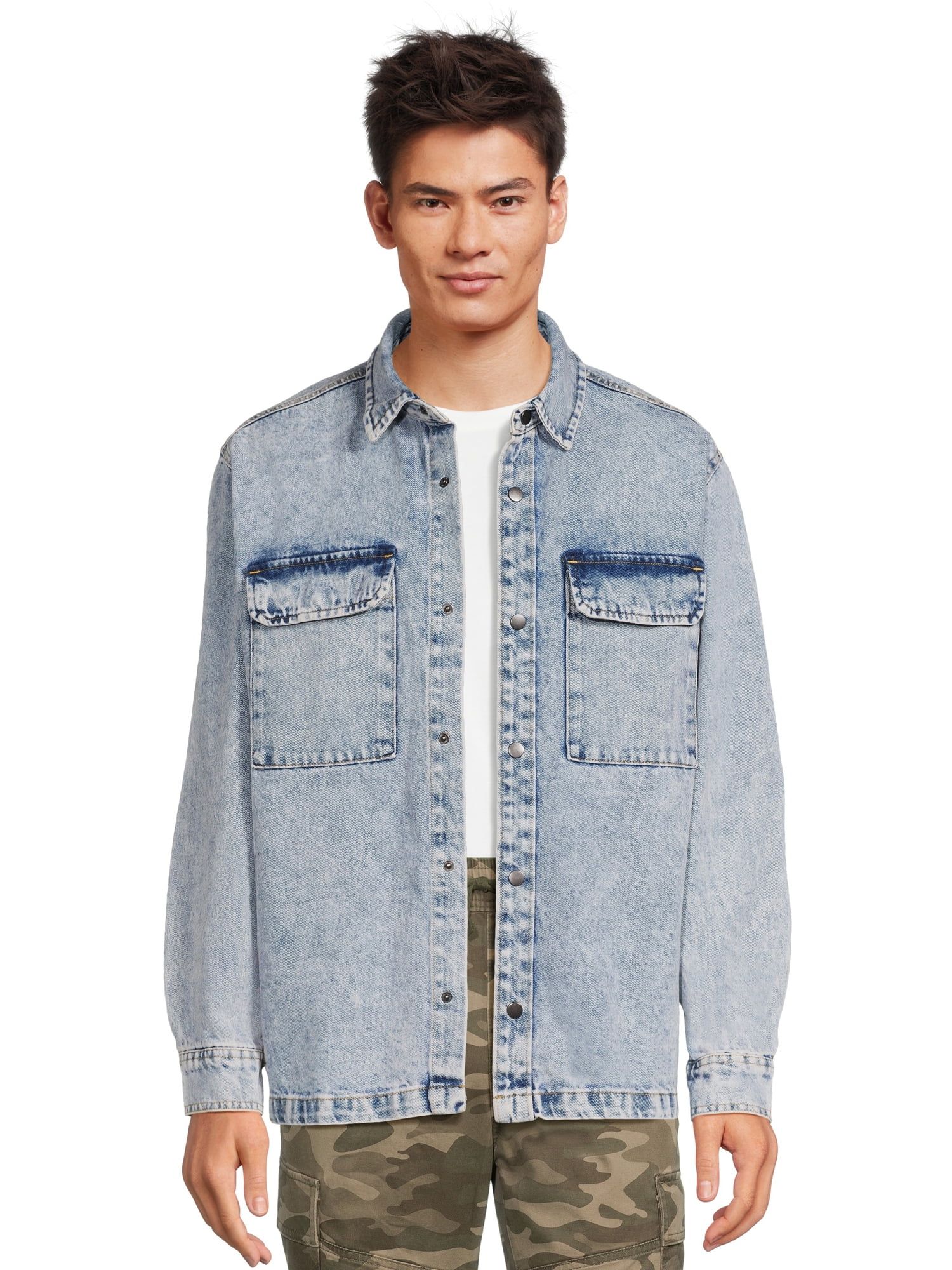 No Boundaries Men’s Layering Denim Shirt Jacket, Sizes XS-3XL | Walmart (US)