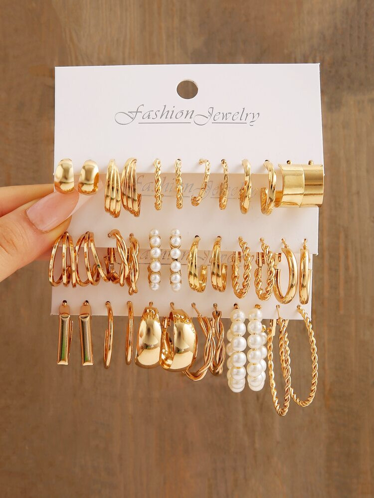 18pairs Faux Pearl Decor Earrings | SHEIN