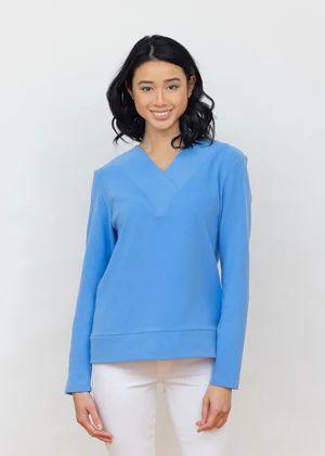 Valley V-Neck in Terry Fleece (Periwinkle) | Dudley Stephens