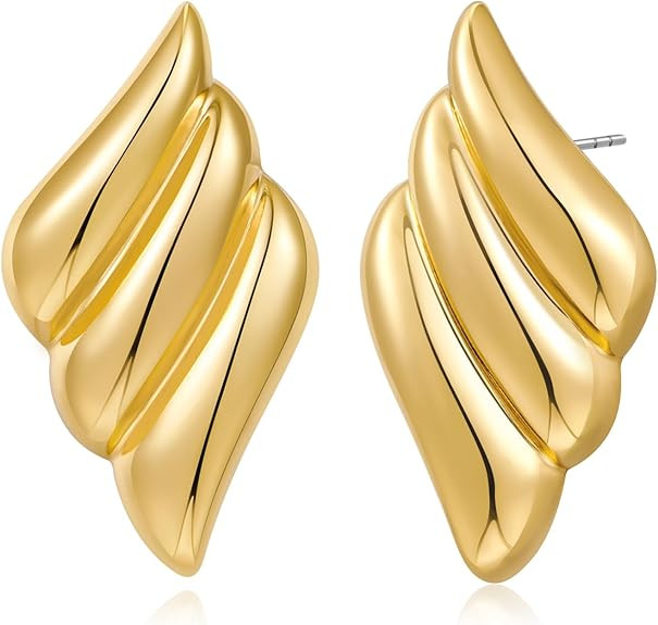 Gold Studs & Spiral Earrings - Wavy & Textured Fashion Earrings | Amazon (US)