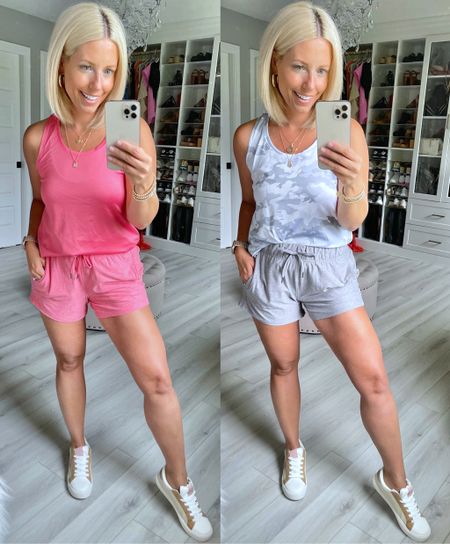 Tops $5.98 and shorts $6.98!!! Such a deal!!! Wearing size small. 

#LTKstyletip #LTKshoecrush #LTKFitness