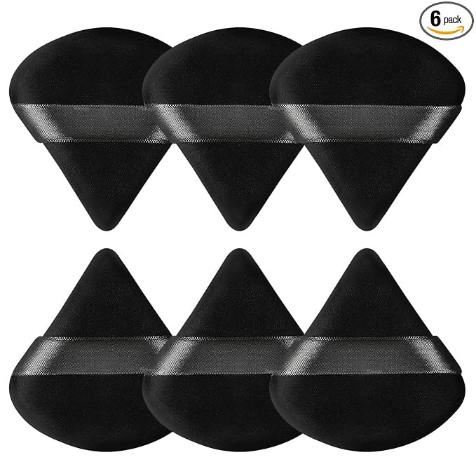 Pimoys Powder Puffs, 6 Pack Triangle Makeup Puff, Black | Soft Velour, Triangle and Round Design,... | Amazon (US)
