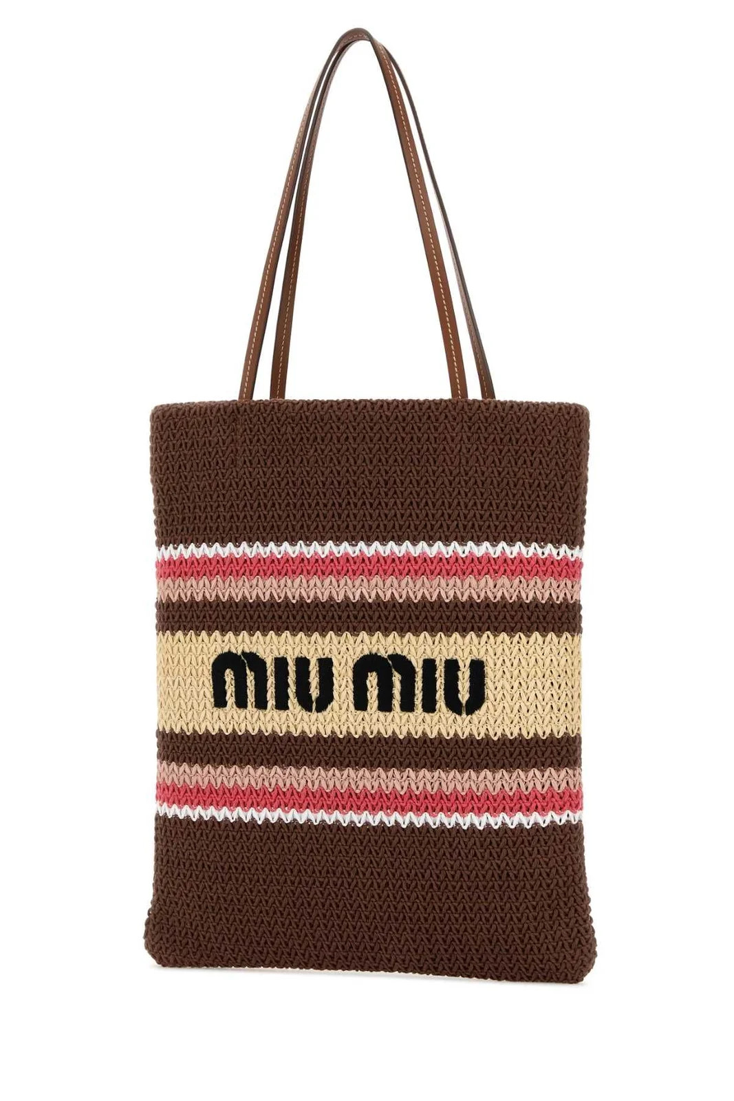 Miu Miu Crochet-Knitted Striped Top Handle Bag | Cettire Global