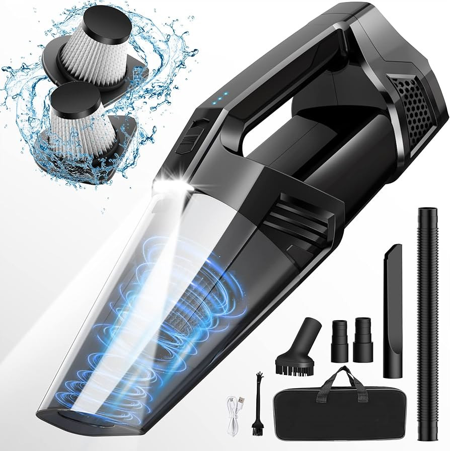 Handheld Vacuum Cordless Car Vacuum Portable with LED Light, High Power Suction, Lightweight Rech... | Amazon (US)