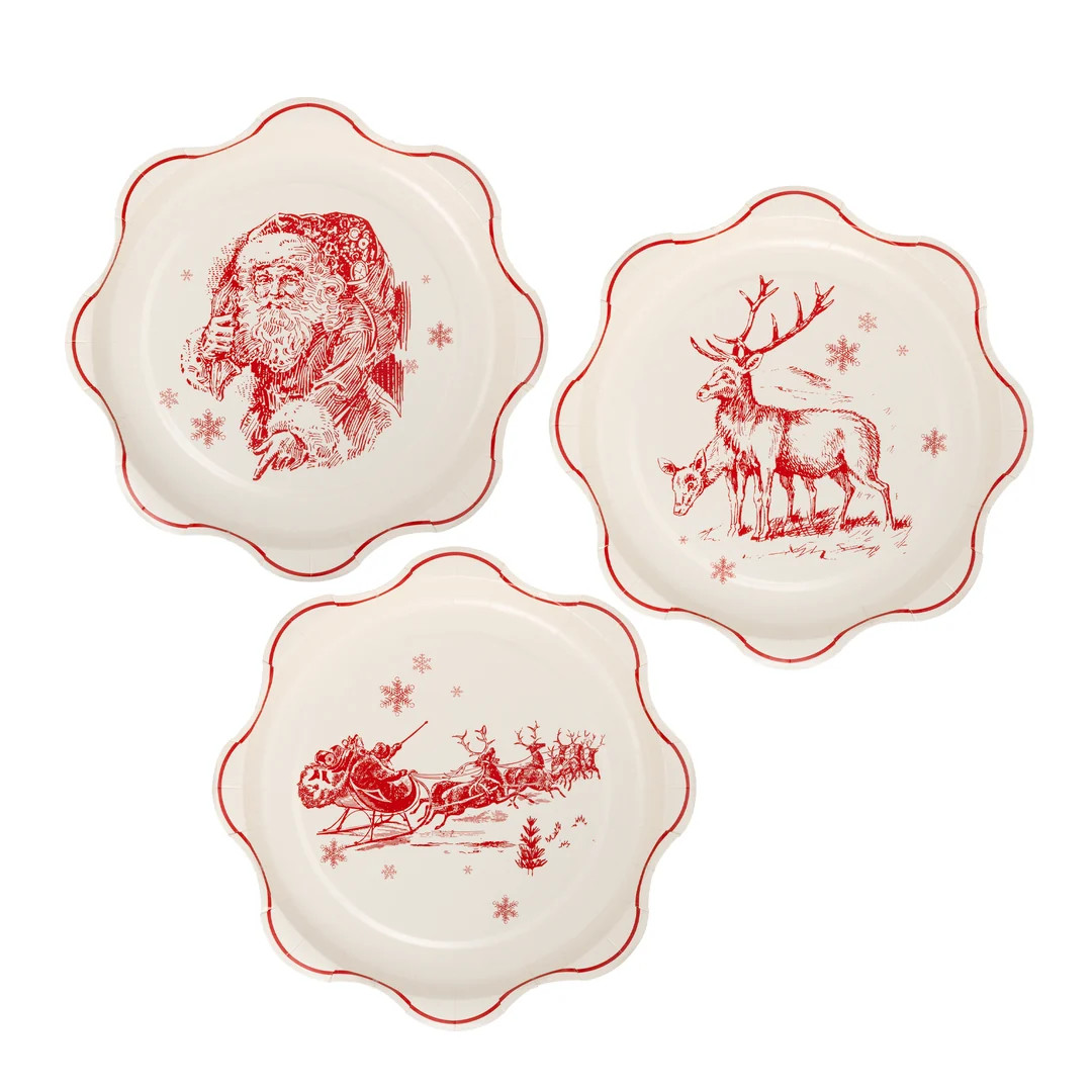 Red Vintage Line Art Plates | My Mind's Eye