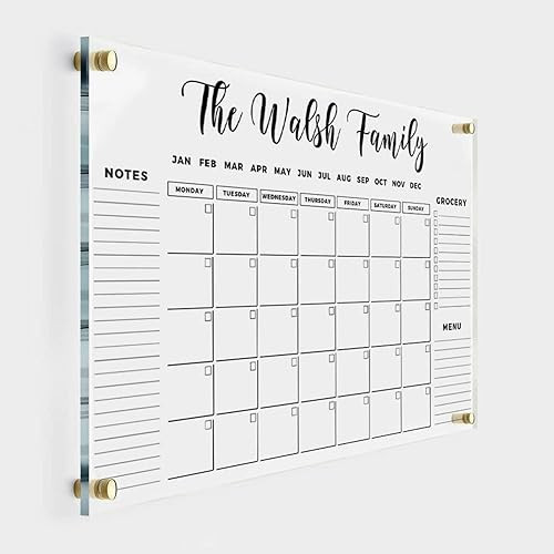FAMILY NAME CALENDAR Personalized Acrylic Wall Calendar - Personalized Calendar 2024, Horizontal ... | Amazon (US)