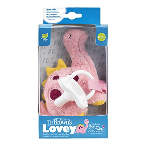 Dr. Brown's Baby Lovey Pacifier and Teether Holder, Dinosaur with White HappyPaci, 100% Silicone, 0-6m | Amazon (US)