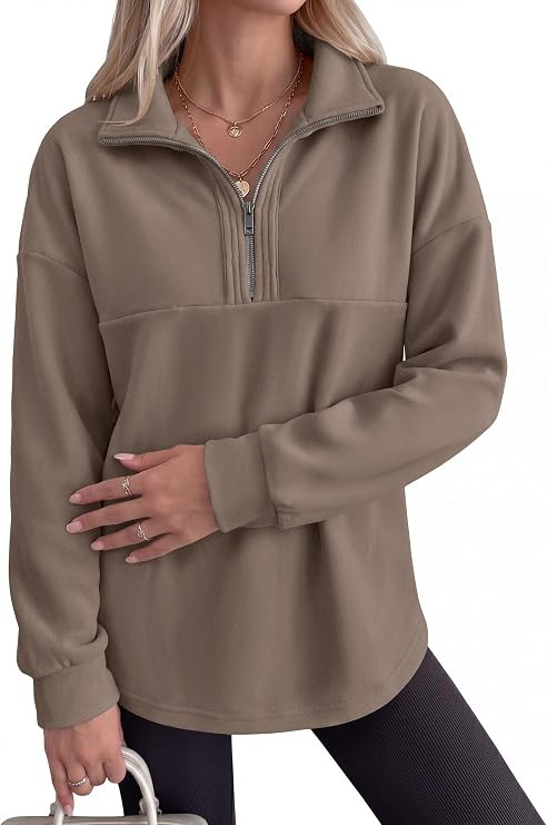 ANRABESS Sweatshirt for Women Loose Fit Quarter Zip Pullover Fall Outfits | Amazon (US)