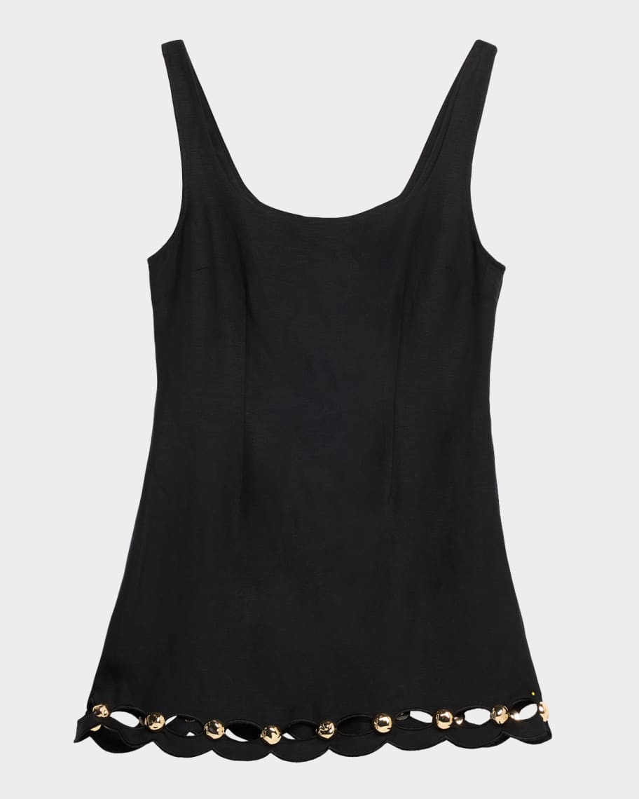 Lindley Linen-Blend Sleeveless Mini Dress | Neiman Marcus