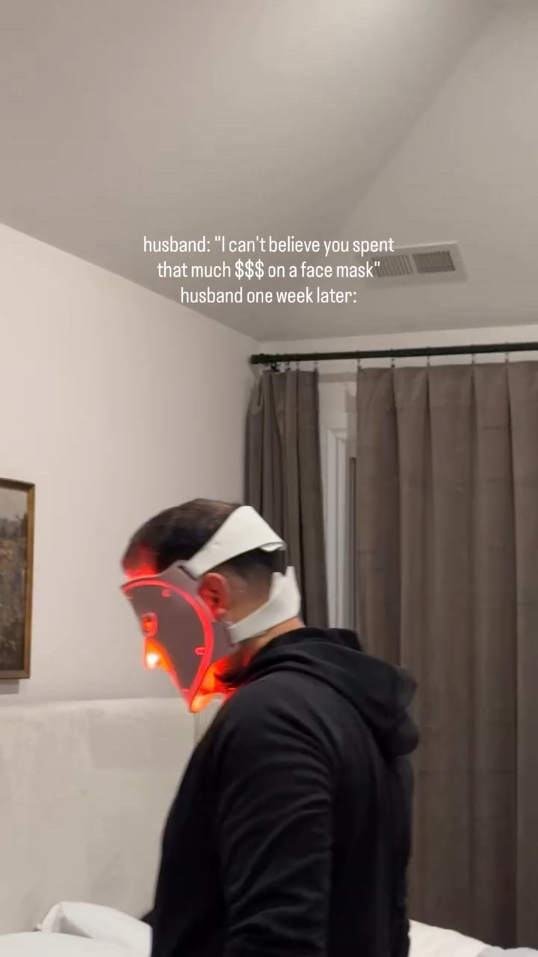 doesn’t seem like he thinks it’s a waste of money
anymore lol

@ranasfinds 

#redlighttherapy #redlightmask #facemask
#selfcare #husband