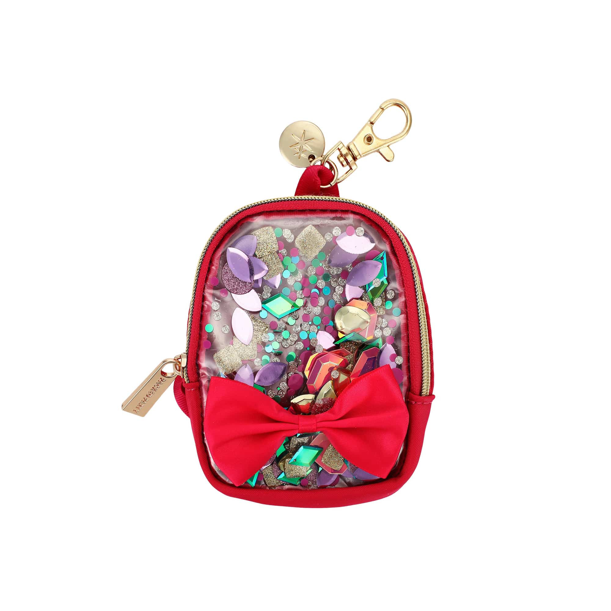 Mini Clear Bow & Jewels Confetti Backpack Bag Charm | Packed Party