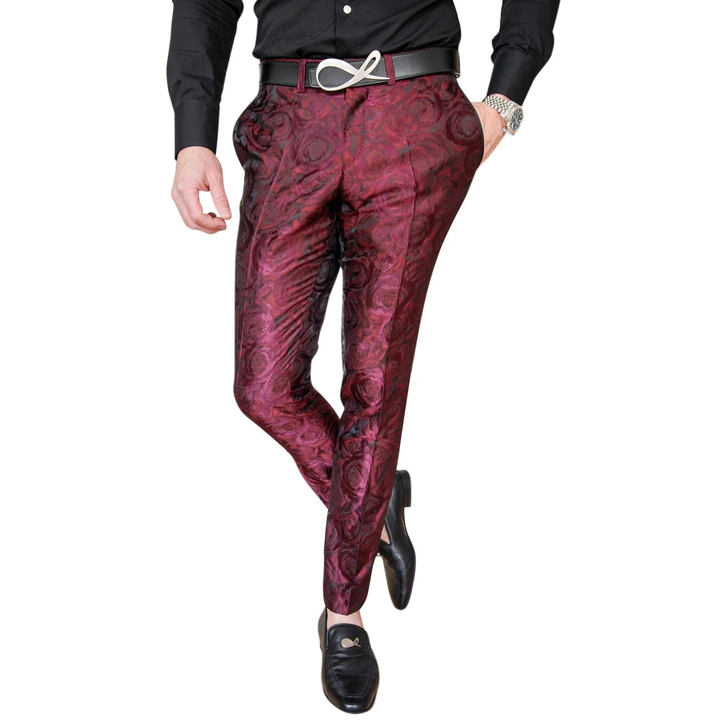 Garnet Rosa Tuxedo Trousers | Sebastian Cruz Couture