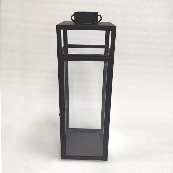 24" x 8" Decorative Metal Lantern Candle Holder Black - Threshold™ | Target