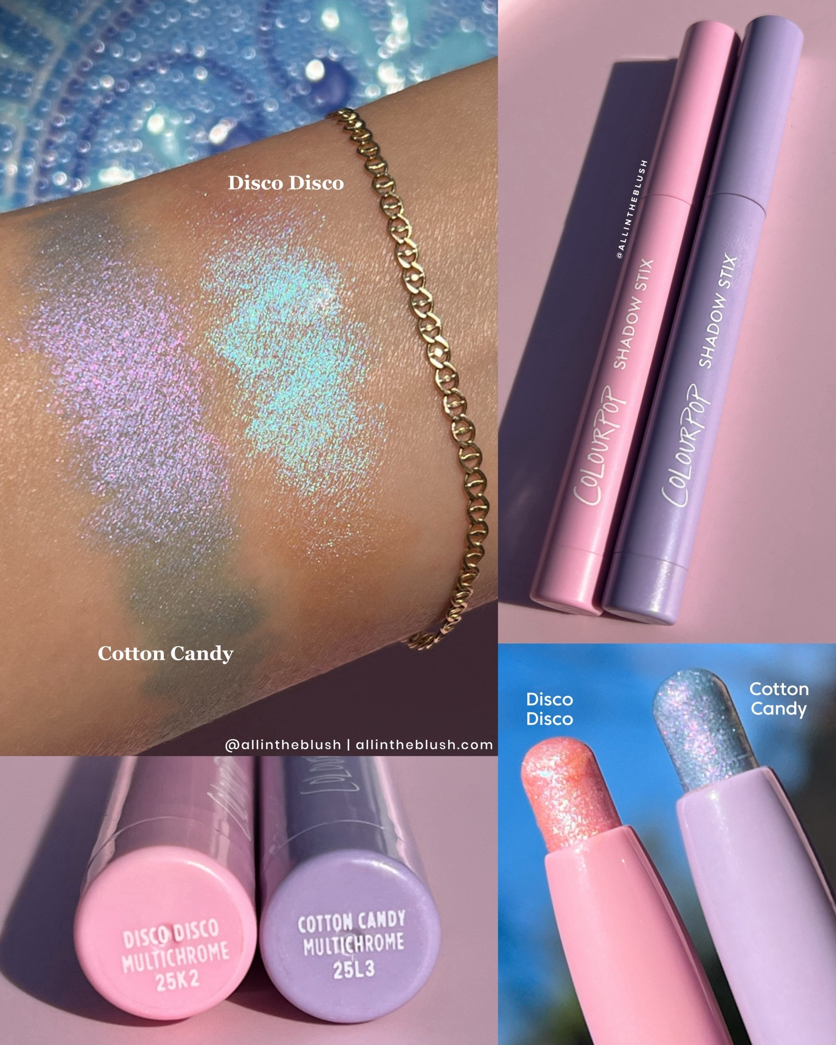 Swatching ColourPop’s multichrome shadow stix: Disco Disco & Cotton Candy✨

#LTKBeauty #LTKootd #LTKgrwm