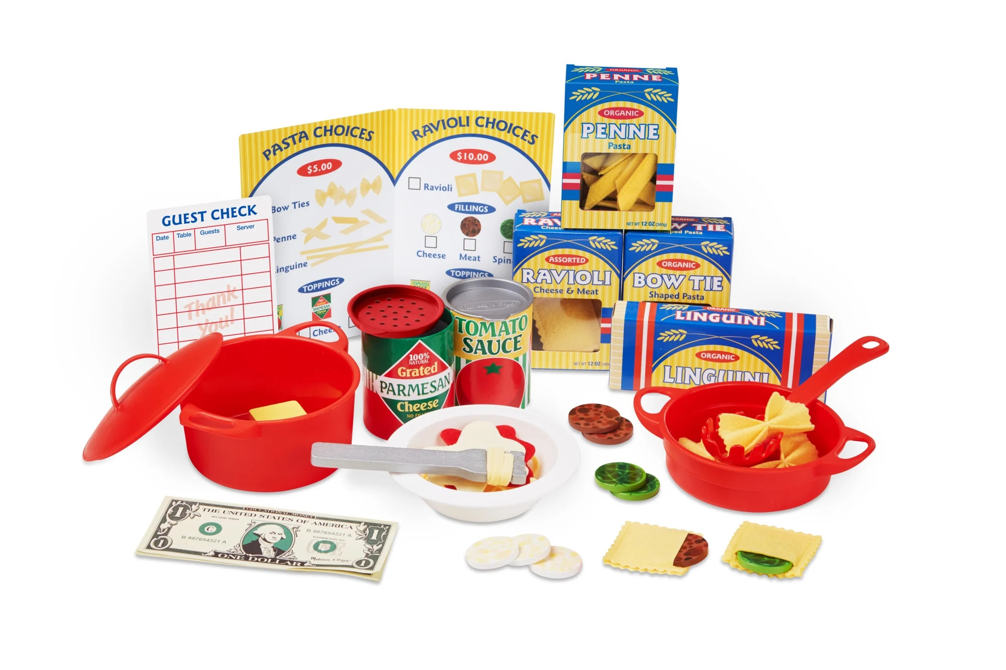 Melissa & Doug 59-Piece Felt Pasta Restaurant Pretend Play Food Set | Walmart (US)