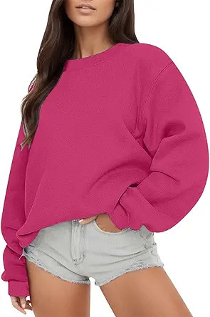 Womens Sweatshirts Oversized Crewneck Fleece Pullover Hoodies Trendy Cute Long Sleeve Drop Should... | Amazon (US)