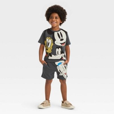 Toddler Boys' Disney Mickey and Friends Top and Bottom Set - Black | Target