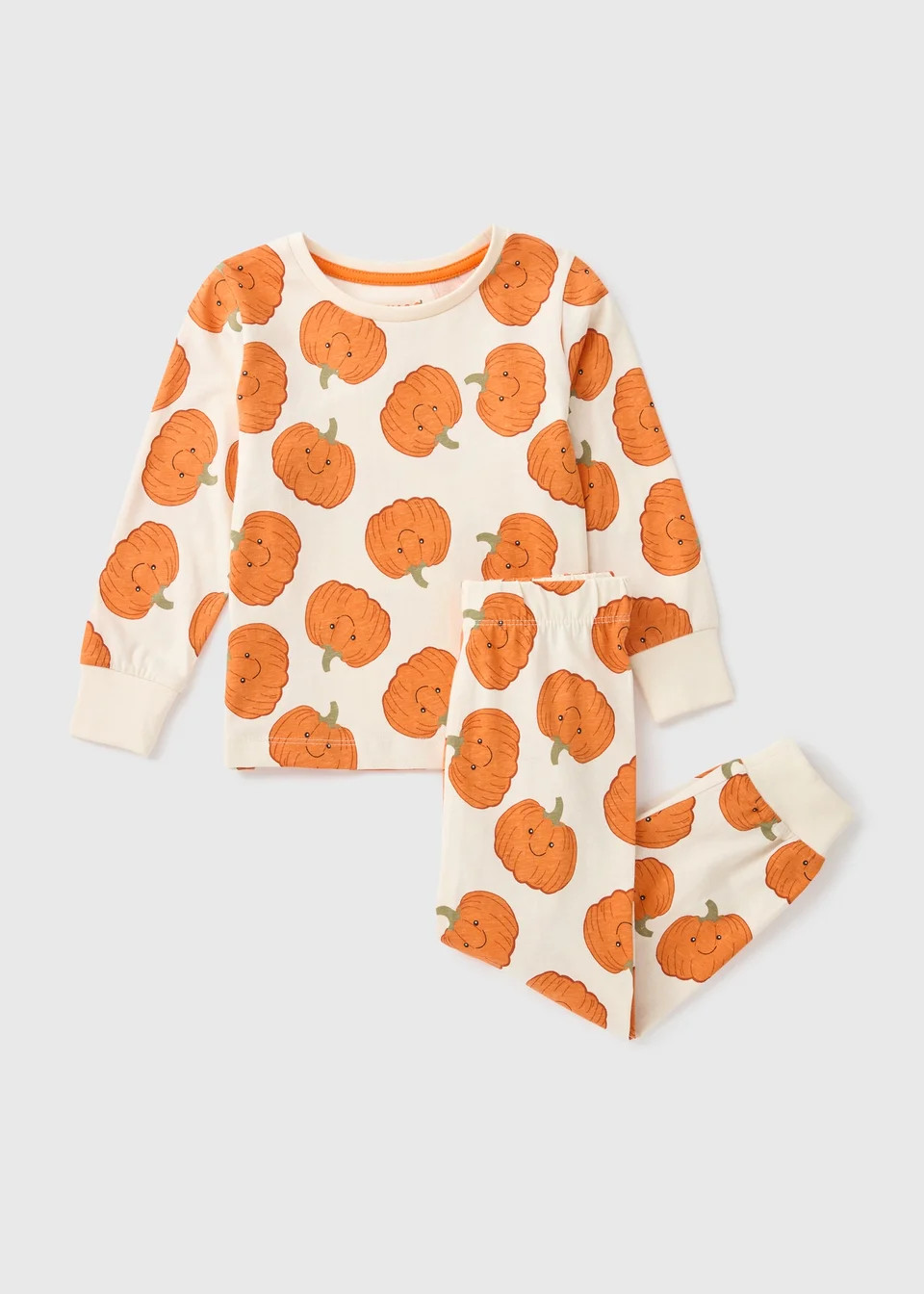 Unisex Oatmeal Pumpkin Top & Bottoms Pyjama Set (1-7yrs) | Matalan (UK)