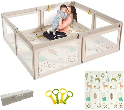 Mloong Baby Playpen with Mat, 71x59 Inches Extra Large Playpen for Babies and Toddlers, Indoor & Out | Amazon (US)
